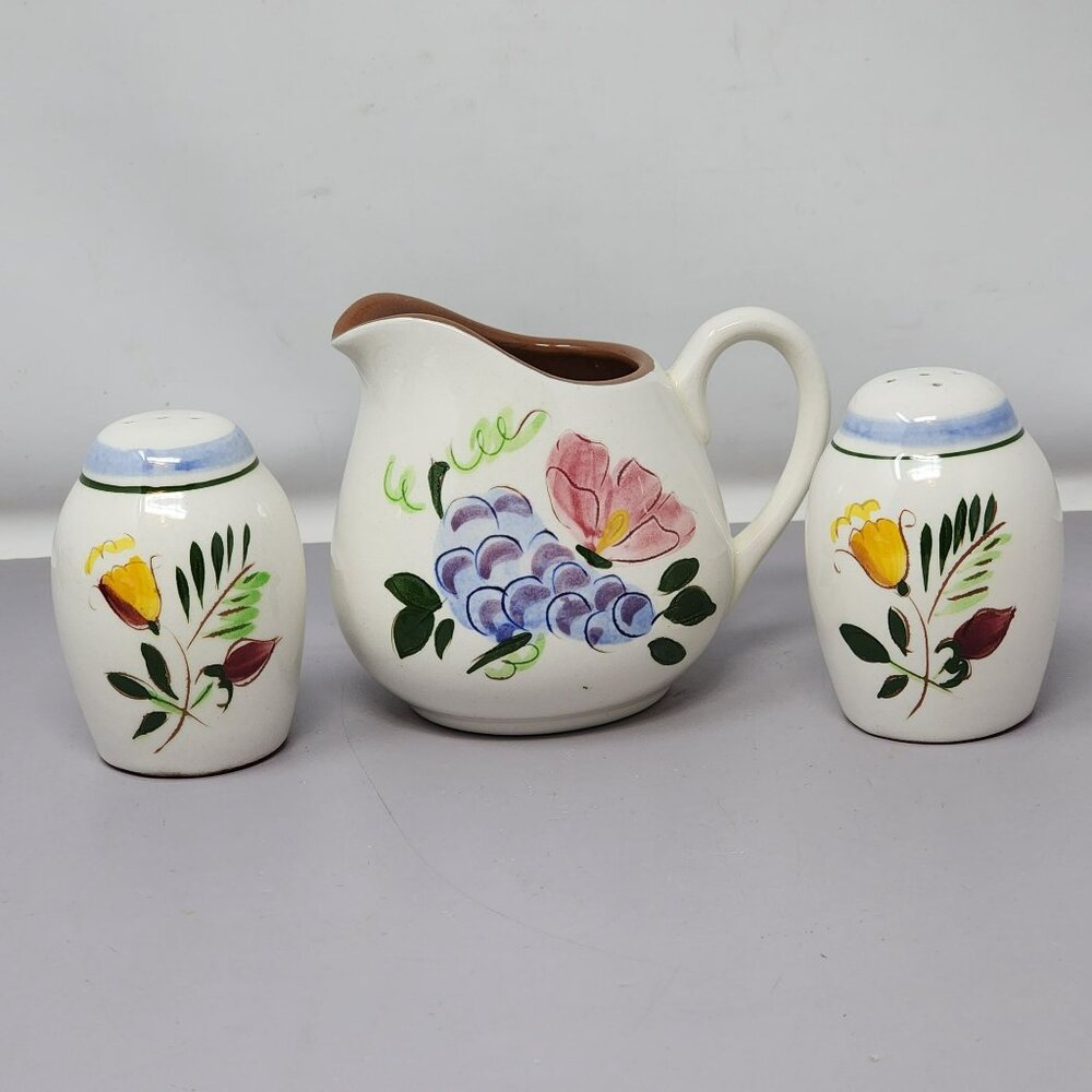 Vintage Stangl Handcrafted Earthenware Creamer & Salt Pepper Shakers Set